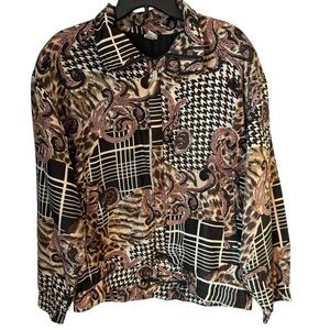 Fuda International vintage 80’s silk bomber jacket black brown size Large